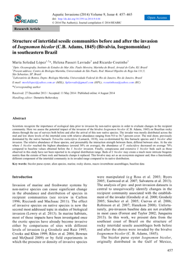 Structure of Intertidal Sessile Communities Before and After the Invasion of Isognomon Bicolor (C.B