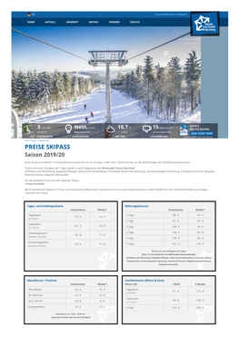 PREISE SKIPASS Saison 2019/20