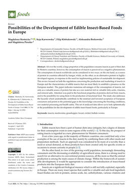 Possibilities of the Development of Edible Insect-Based Foods in Europe