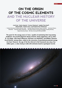 On the Origin of the Cosmic Elements and the Nuclear History of the Universe