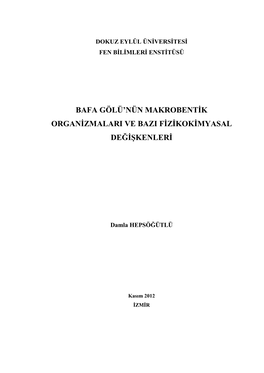 Bafa Gölü'nün Makrobentik Organizmalari Ve Bazi