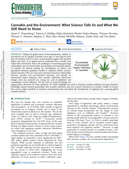 Cannabis and the Environment: What Science Tells Us and What We Still Need to Know Ariani C