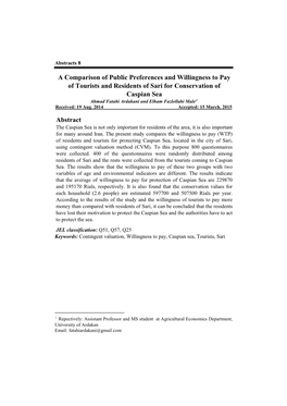 A Comparison of Public Preferences and Willingness to Pay of Tourists