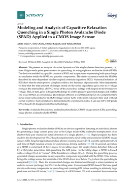 Modeling and Analysis of Capacitive Relaxation Quenching in a Single Photon Avalanche Diode (SPAD) Applied to a CMOS Image Sensor