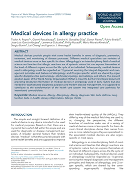 Medical Devices in Allergy Practice Todor A