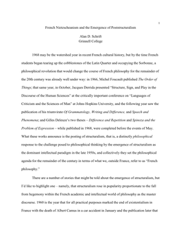 French Nietzscheanism and the Emergence of Poststructuralism