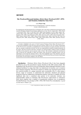 The Woodward Research Institute, Robert Burns Woodward (19171979) and Chemistry Behind the Glass Door