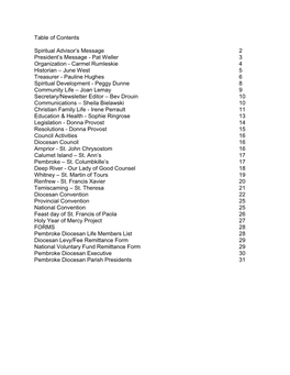 Table of Contents