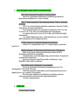 1. STANDARDS CREATION COMMITTEES ISO (International