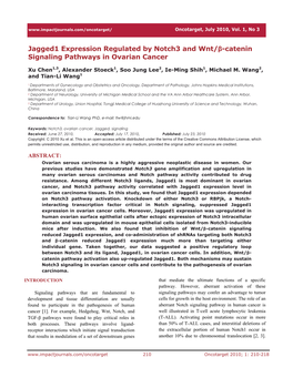 Jagged1 Expression Regulated by Notch3 and Wnt/Β-Catenin Signaling Pathways in Ovarian Cancer