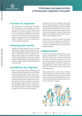 Challenges and Opportunities of Venezuelan Migration