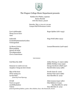 The Wagner College Music Department Presents