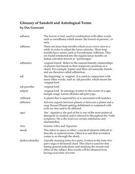 Glossary of Sanskrit and Astrological Terms