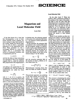 Magnetism and Local Molecular Field Louis Néel