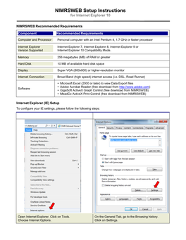 NIMRSWEB Setup Instructions for Internet Explorer 10