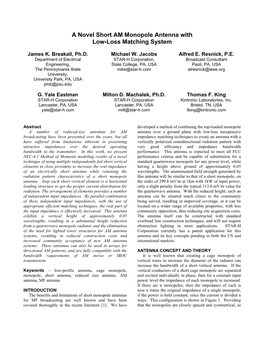 A Novel Short AM Monopole Antenna with Low-Loss Matching System