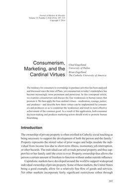 Consumerism, Marketing, and the Cardinal Virtues