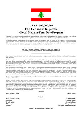 The Lebanese Republic Global Medium-Term Note Program