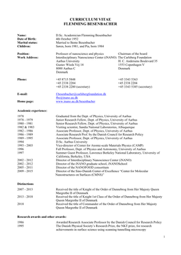 Curriculum Vitae Flemming Besenbacher