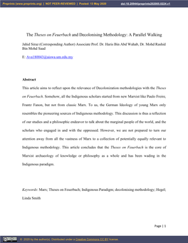 The Theses on Feuerbach and Decolonising Methodology: a Parallel Walking