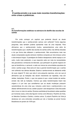 4. O Samba-Enredo E As Suas Mais Recentes Transformações: Entre Crises E Polêmicas