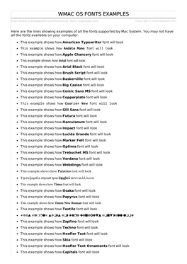 Mac OS Fonts Examples