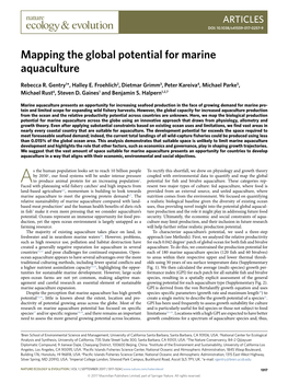 Mapping the Global Potential for Marine Aquaculture