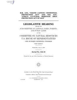 Legislative Hearing Committee on Natural Resources U.S