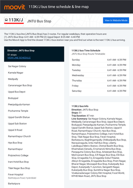 113K/J Bus Time Schedule & Line Route