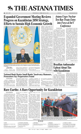 Rare Earths: a Rare Opportunity for Kazakhstan by Pavel Pribylovsky and That Gives Us a Competitive Particularly Coming out of East Advantage.” Asia