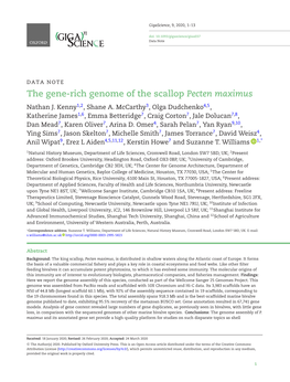 The Gene-Rich Genome of the Scallop Pecten Maximus Nathan J