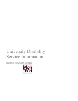 University Disability Service Information