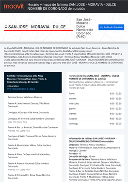 Horario Y Mapa De La Ruta SAN JOSÉ