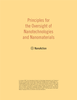 Principles for the Oversight of Nanotechnologies and Nanomaterials