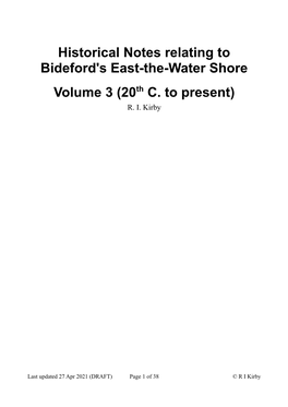 Historical Notes Relating to Bideford's East-The-Water Shore Volume 3 (20Th C