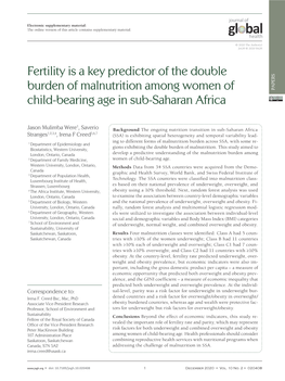 Fertility Is a Key Predictor of the Double Burden of Malnutrition Among