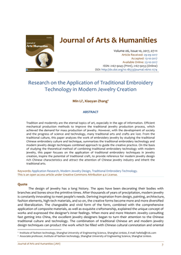 Research on the Application of Traditional Embroidery Technology in Modern Jewelry Creation