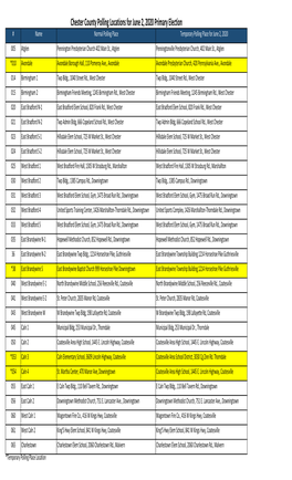 Chester County Polling Locations for June 2, 2020 Primary Election