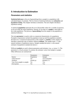 Introduction to Estimation