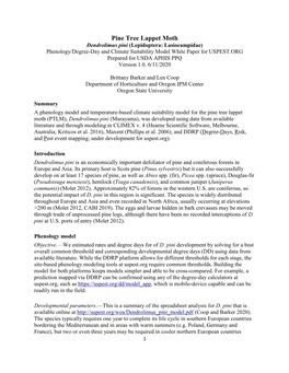 White Paper for USPEST.ORG Prepared for USDA APHIS PPQ Version 1.0