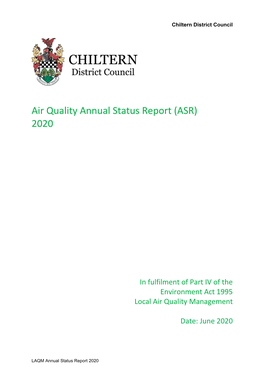 Executive Summary: Air Quality in Our Area Air Quality in Chiltern District Council