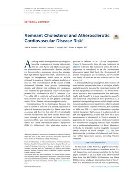 Remnant Cholesterol and Atherosclerotic Cardiovascular Disease Risk*