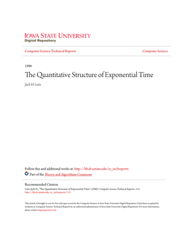 The Quantitative Structure of Exponential Time Jack H