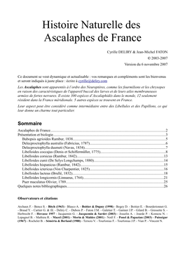 Histoire Naturelle Des Ascalaphes De France