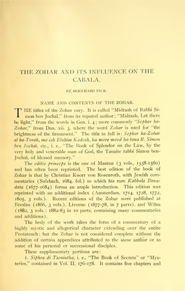 The Zohar and Its Influence on the Cabala. 235