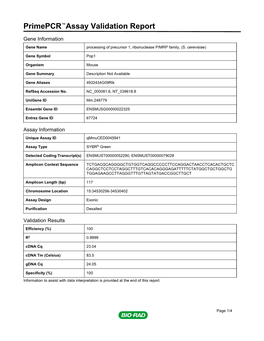 Primepcr™Assay Validation Report