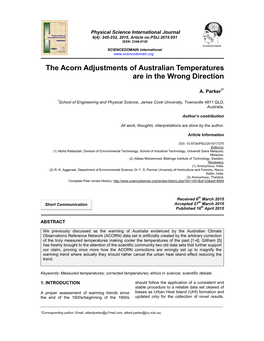 The Acorn Adjustments of Australian Temperatures Are in the Wrong Direction