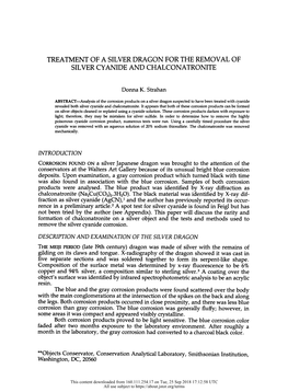 Treatment of a Silver Dragon for the Removal of Silver Cyanide and Chalconatronite