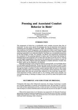 Preening and Associated Comfort Behavior in Birdsa