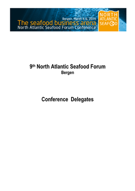 9Th North Atlantic Seafood Forum Conference Delegates